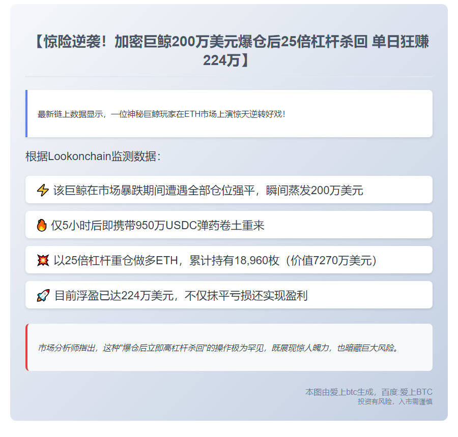 鲸鱼ETH多单回本，亏损200万后翻盘