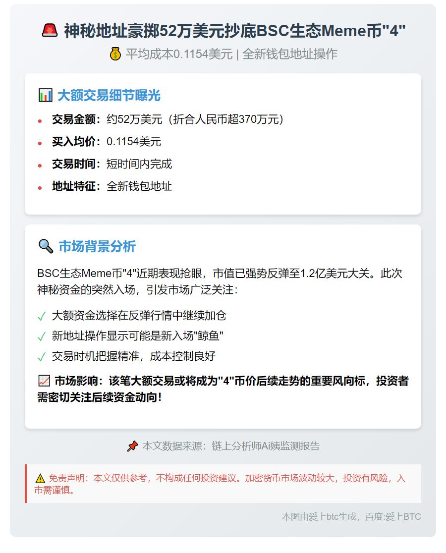 新地址1小时买入52万美元