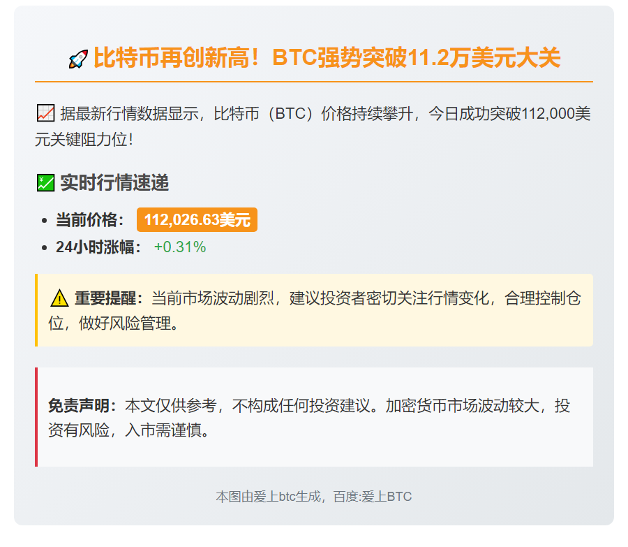 比特币突破11.2万美元