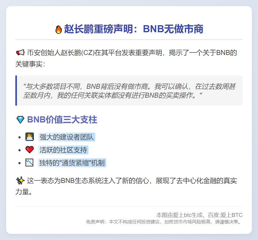 赵长鹏：BNB无做市商