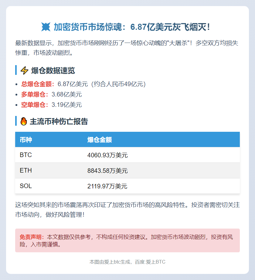 24小时全网爆仓6.87亿
