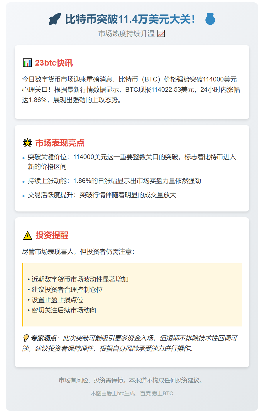 比特币突破11.4万美元