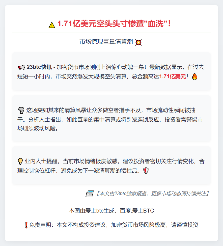 1.71亿美元空头遭清算