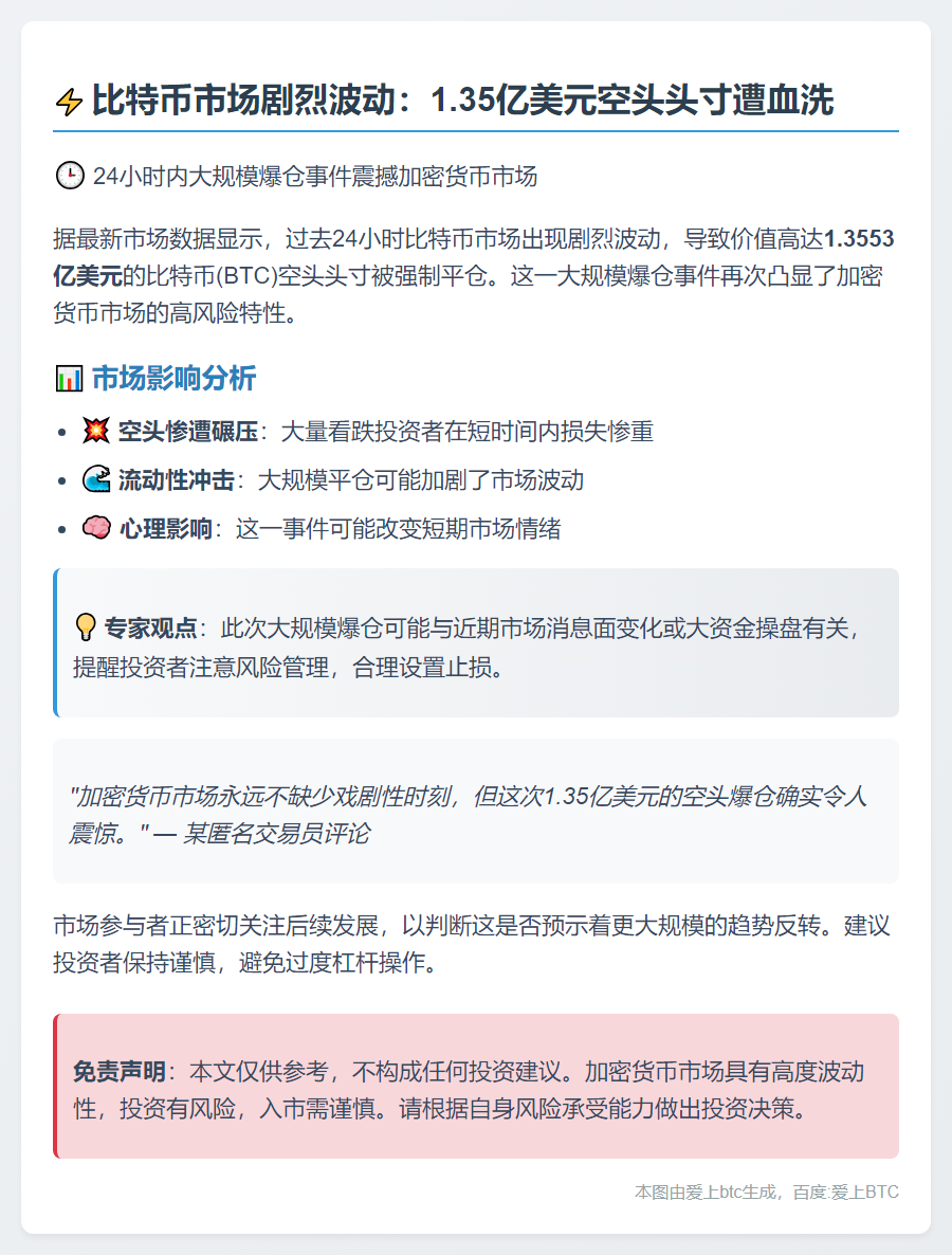 比特币空头爆仓1.35亿美元
