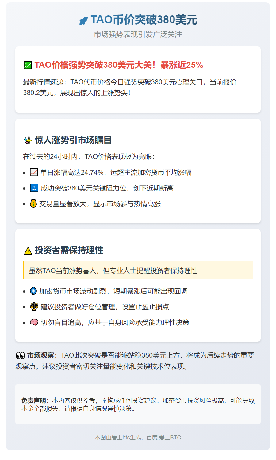 TAO币价突破380美元