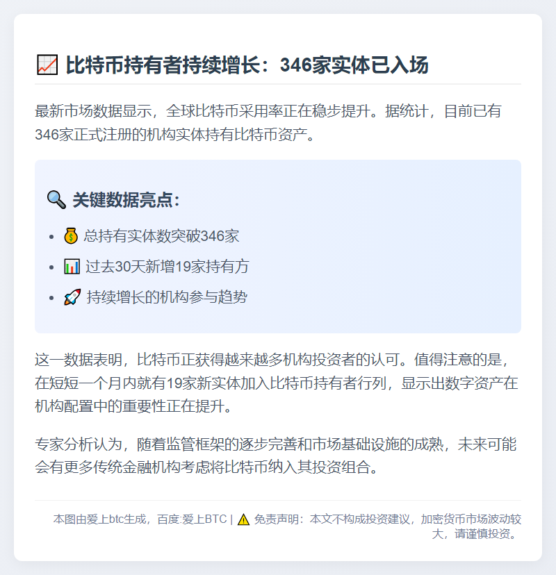 346家实体持有比特币