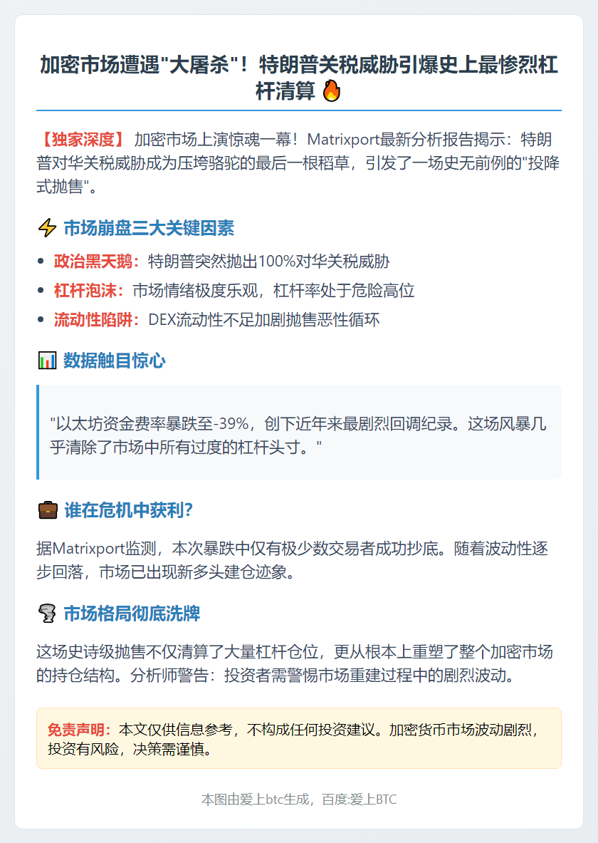 Matrixport：投降式抛售重塑加密市场格局