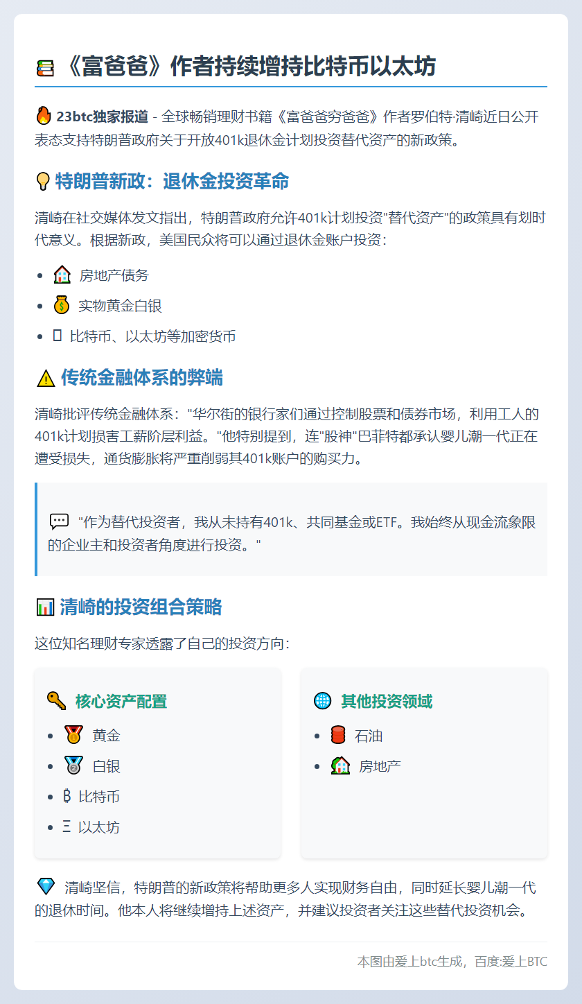 《富爸爸》作者持续增持比特币以太坊