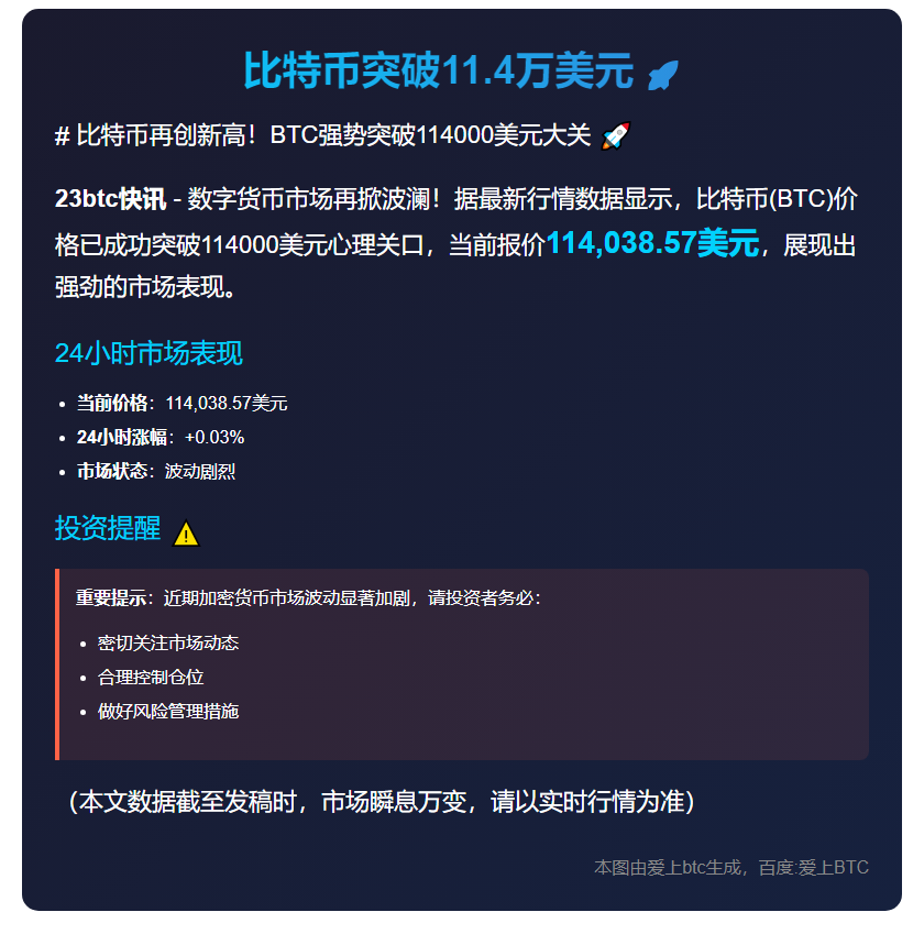 比特币突破11.4万美元