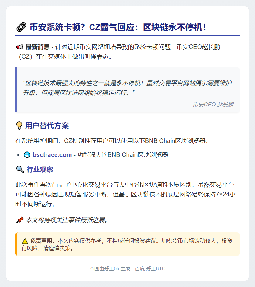CZ：区块链永不停机，网站偶需维护