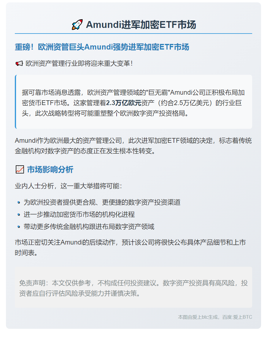 Amundi进军加密ETF市场