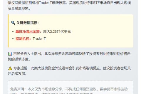 美比特币ETF单日净流出3.27亿美元