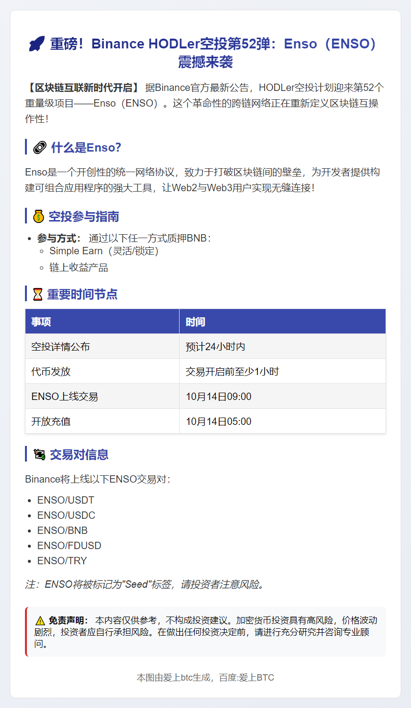 Binance空投ENSO代币