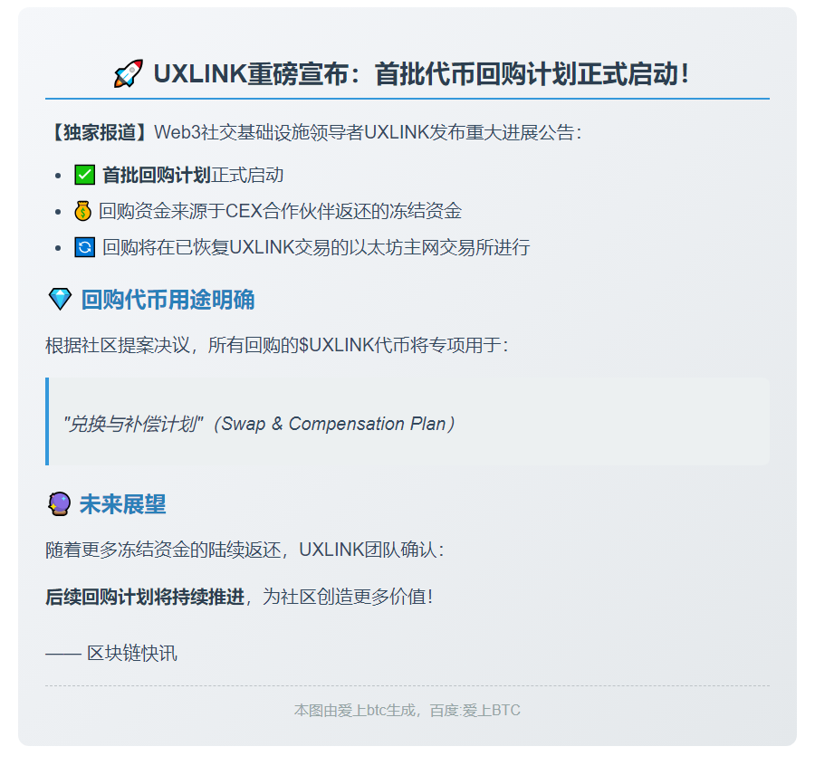 UXLINK启动首批回购，用于兑换补偿