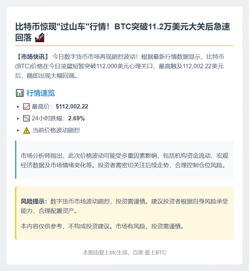 比特币突破11.2万美元