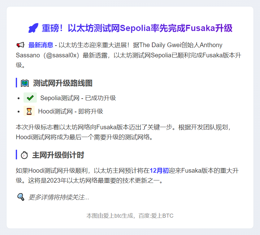 以太坊Sepolia测试网升级Fusaka