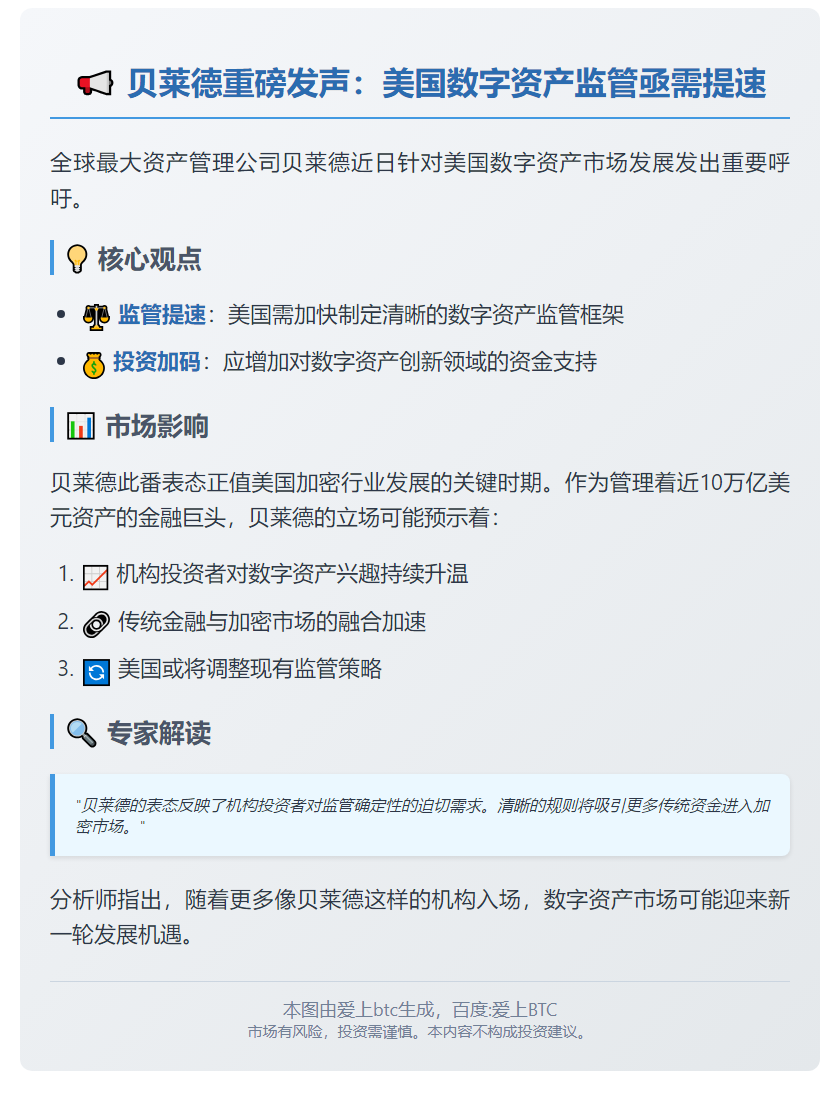 贝莱德呼吁美国加快数字资产监管