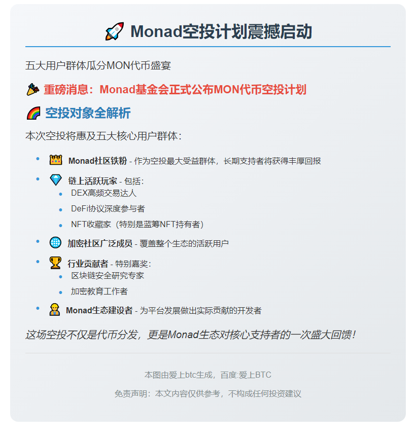 Monad空投覆盖链上活跃用户与DeFi玩家