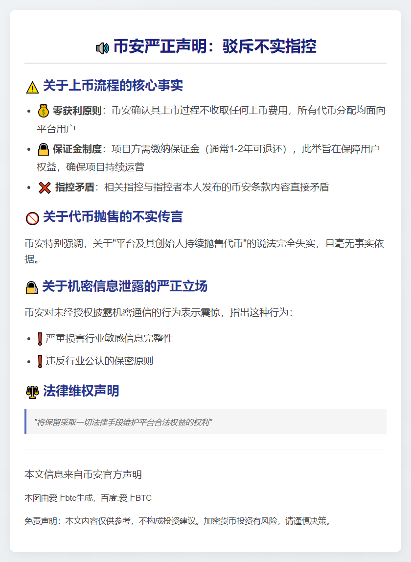 币安否认上市获利