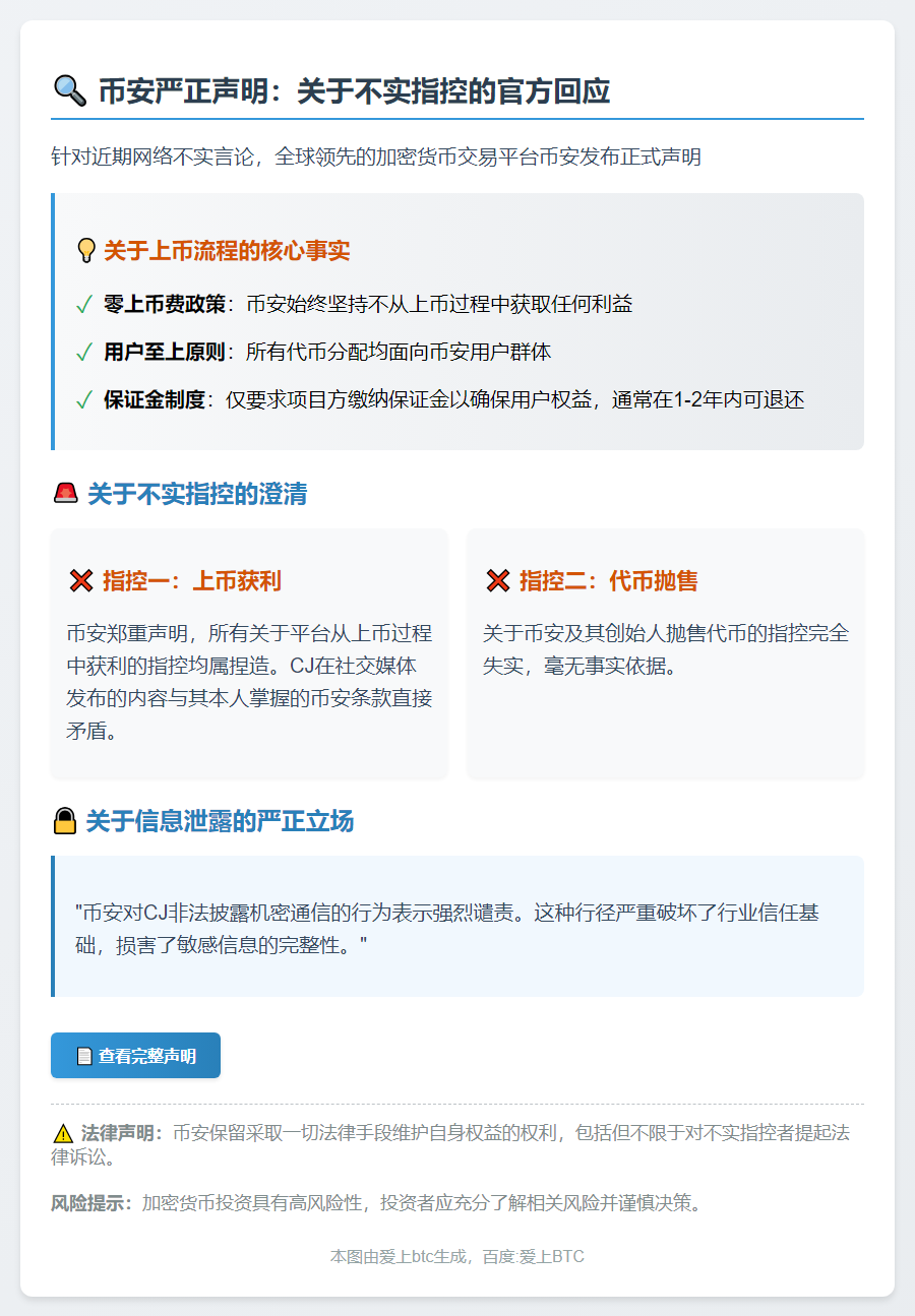 币安否认上市获利