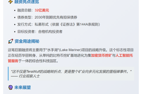 TeraWulf拟发32亿美元债 扩张AI数据中心