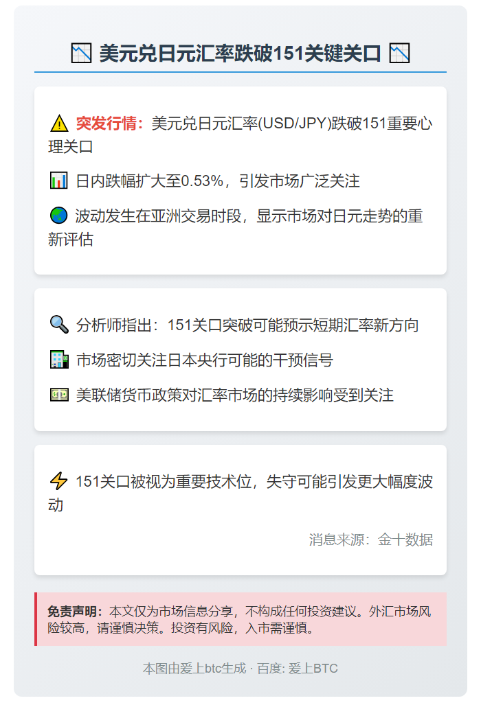 美元兑日元跌破151