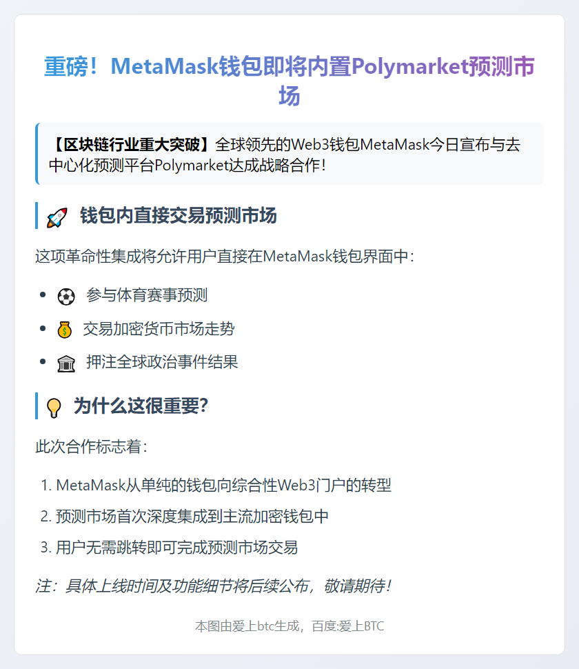 MetaMask整合Polymarket