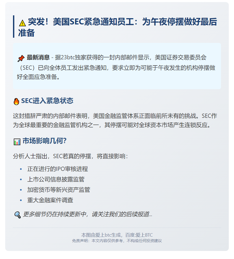 SEC通知员工准备停摆应急