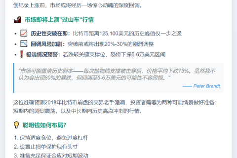 比特币下周或冲新高，但先迎回调