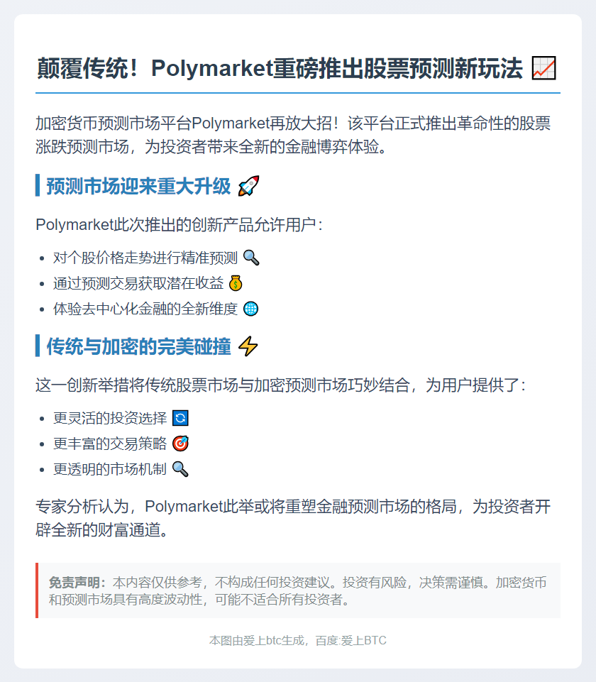 Polymarket推出股票预测