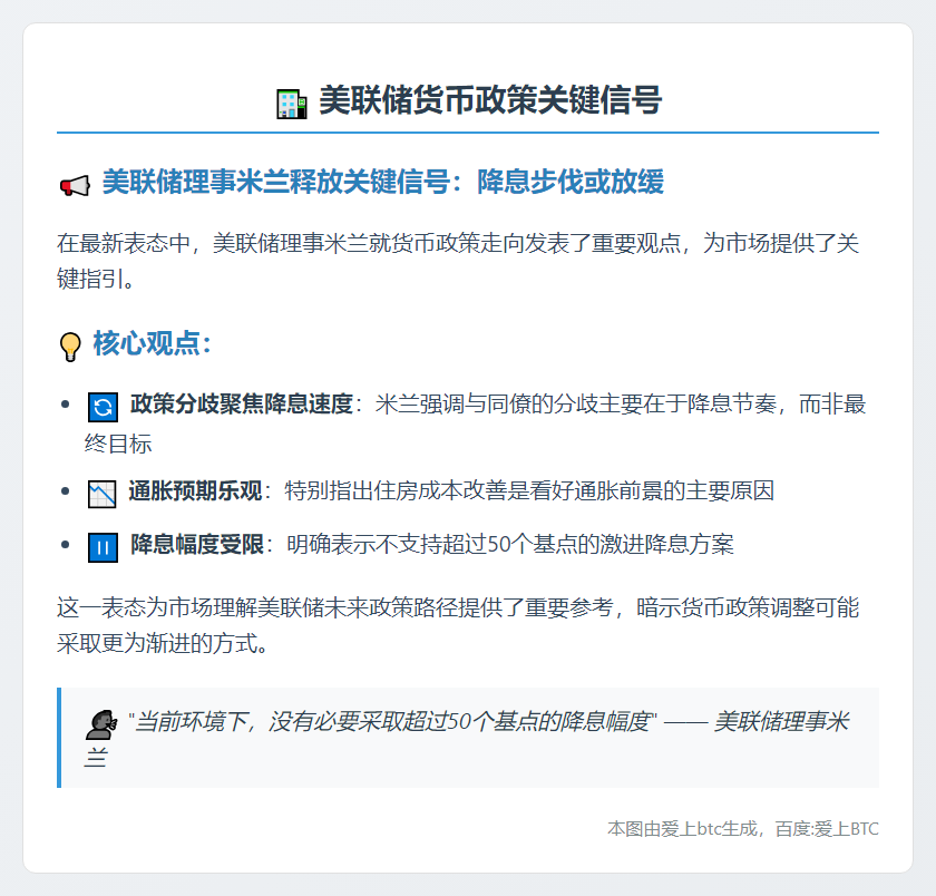 米兰：不必大幅降息超50基点