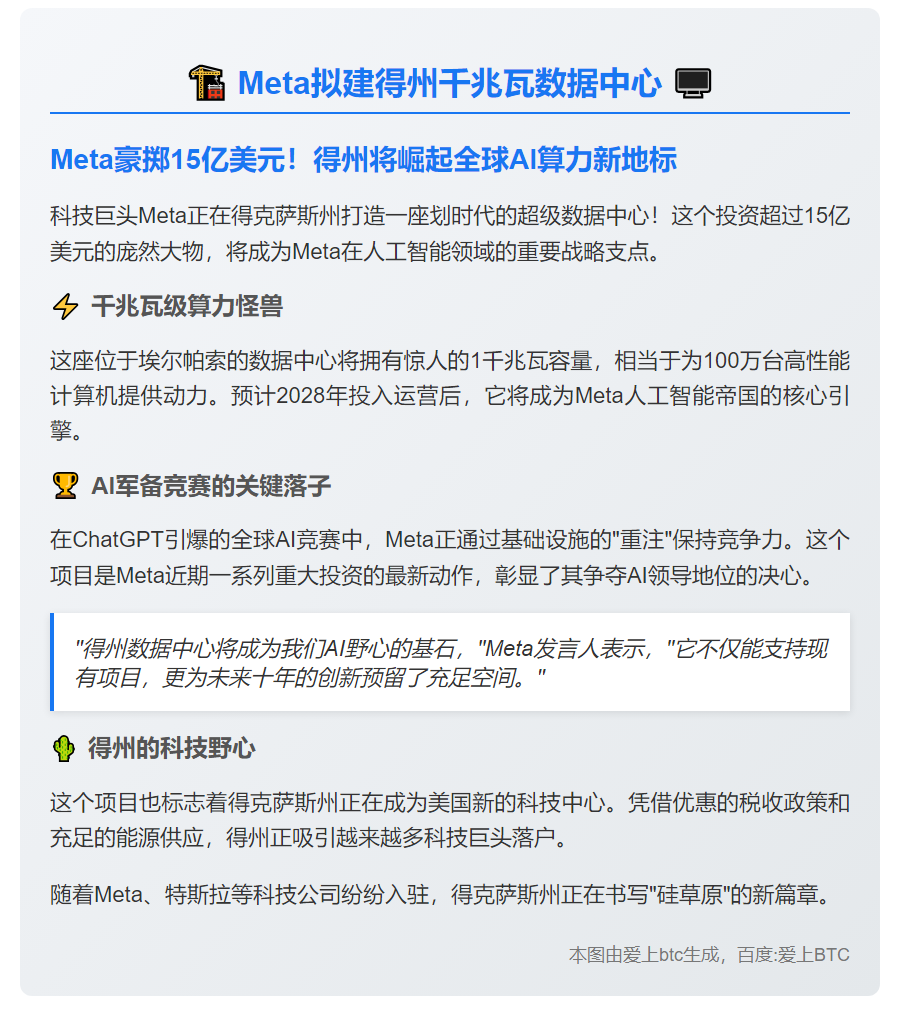 Meta拟建得州千兆瓦数据中心