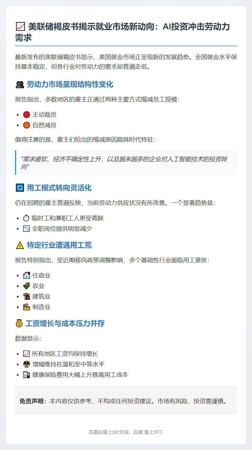 美联储褐皮书：就业稳定 需求低迷