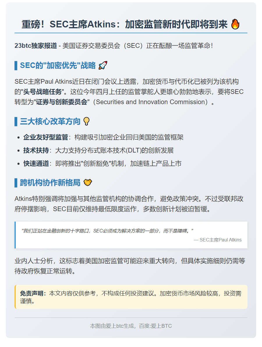 SEC主席推动加密监管创新