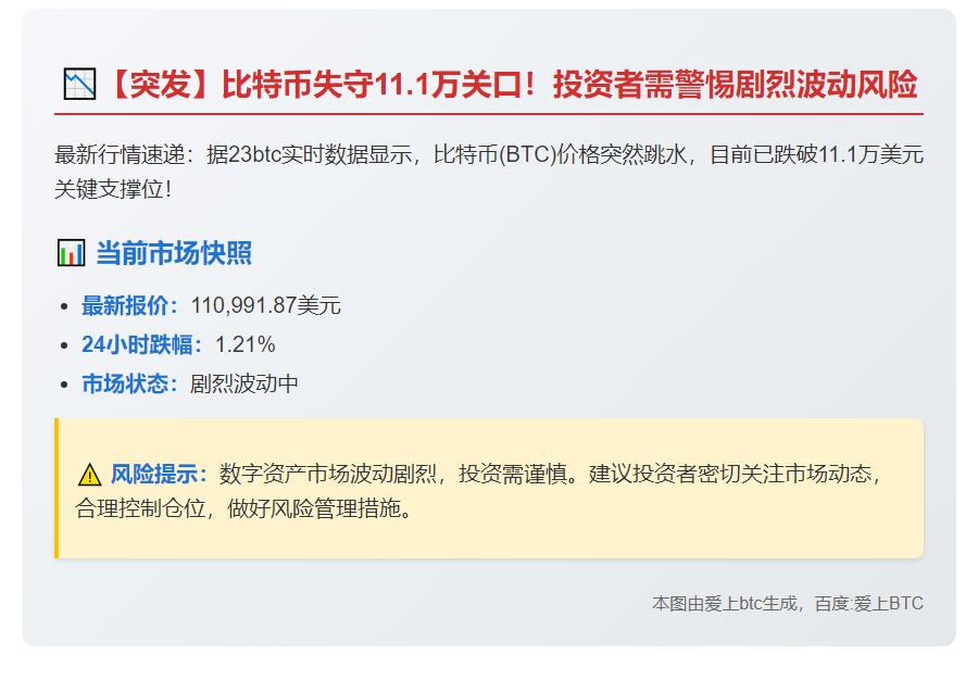 BTC跌破11万美元