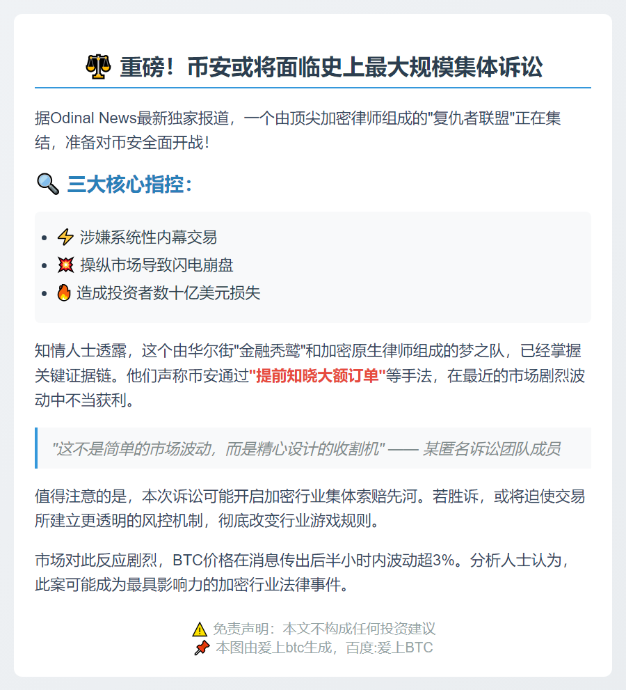 加密律师联盟将起诉币安