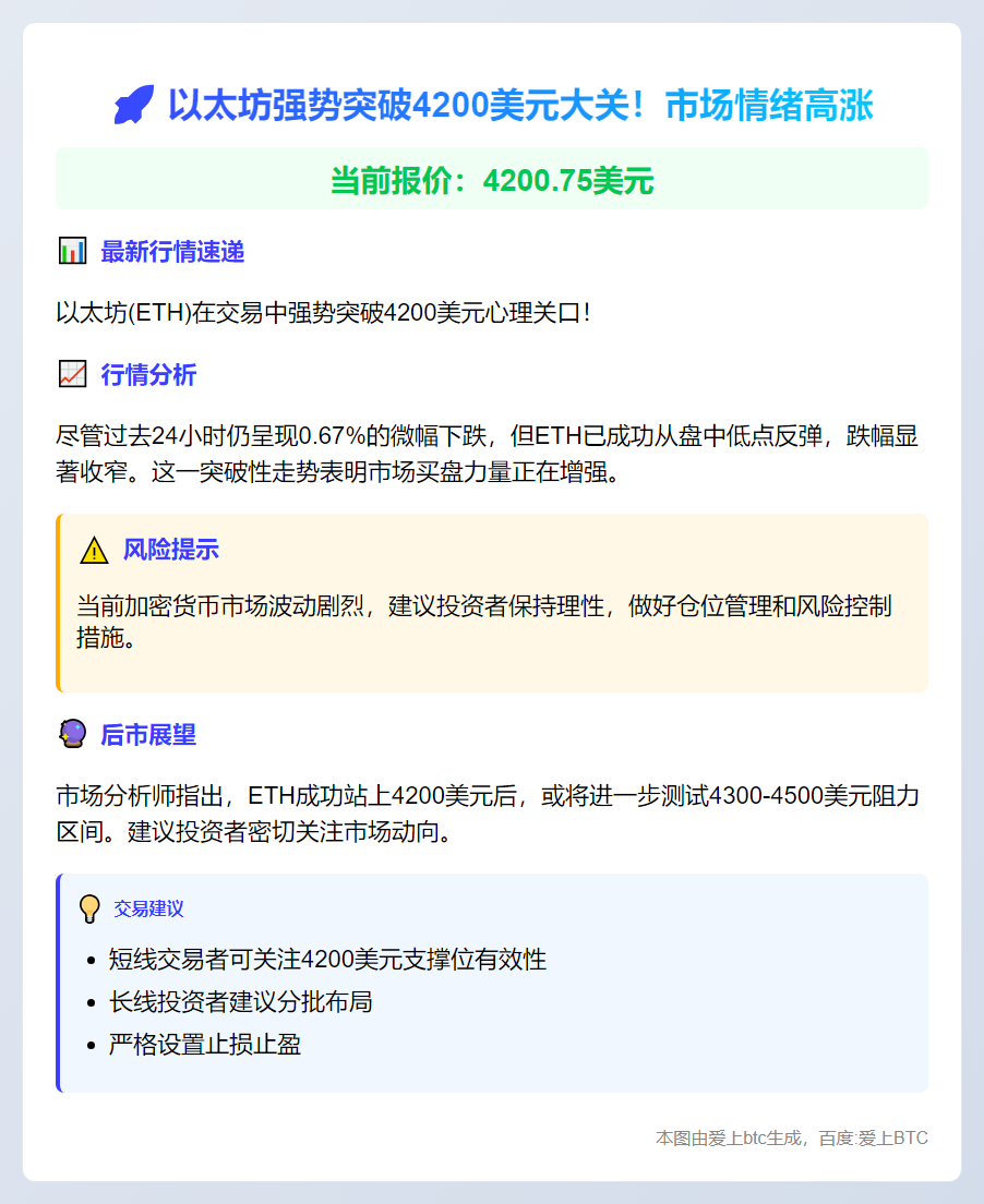 ETH突破4200美元