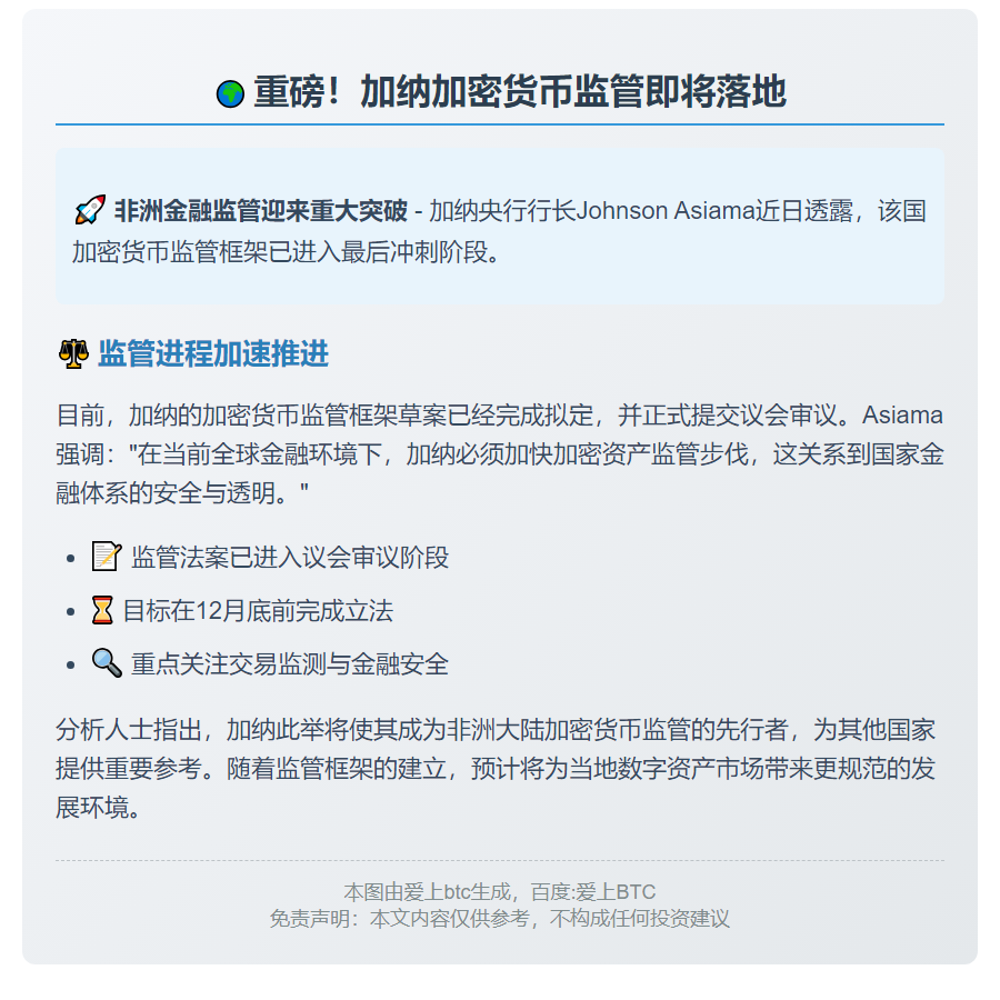 加纳央行年底前完成加密监管立法