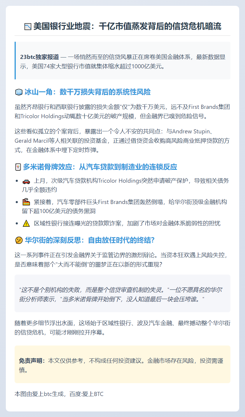 美信贷危机重创银行股 千亿市值蒸发