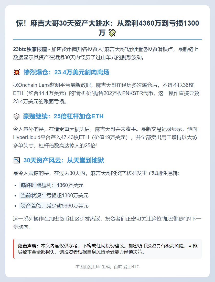 麻吉大哥30天亏1300万