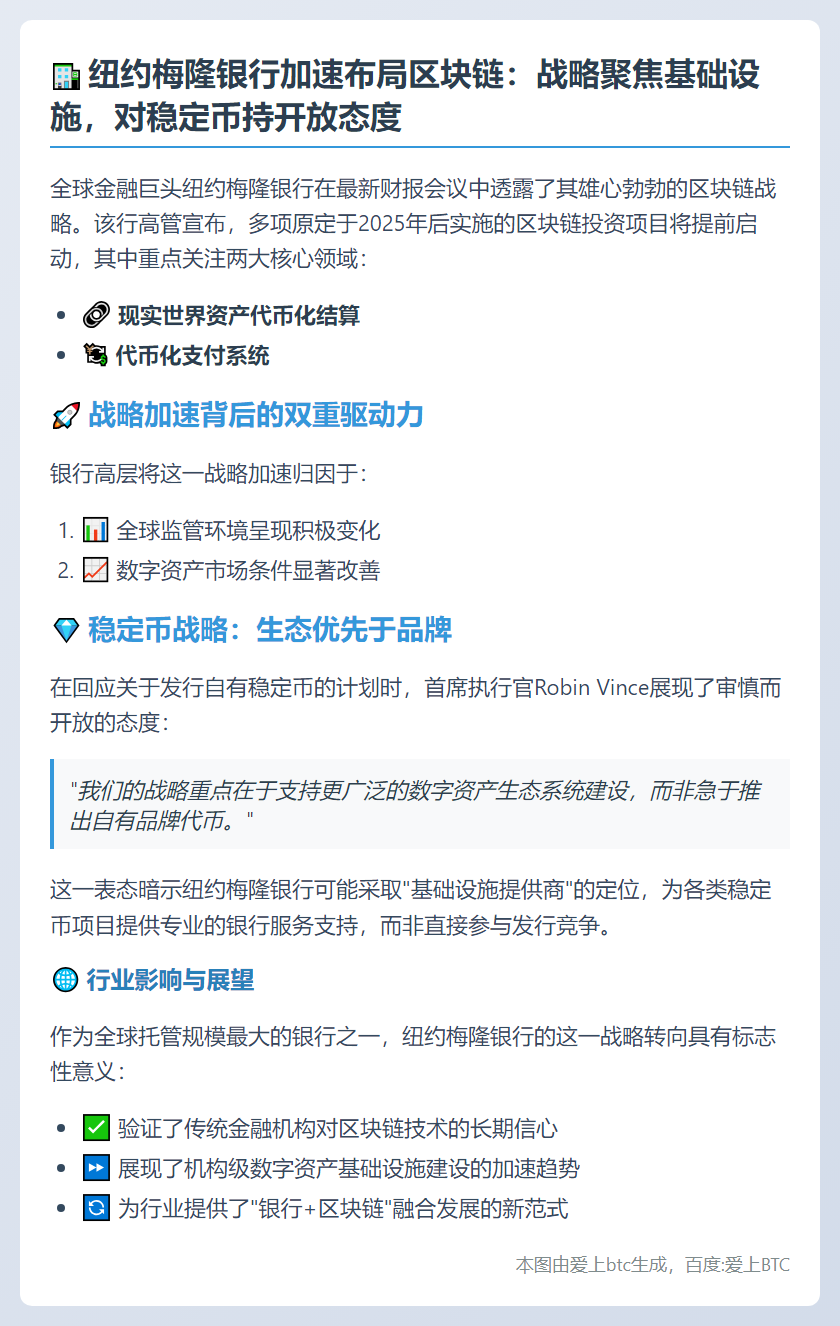 纽约梅隆银行：灵活推进稳定币基建