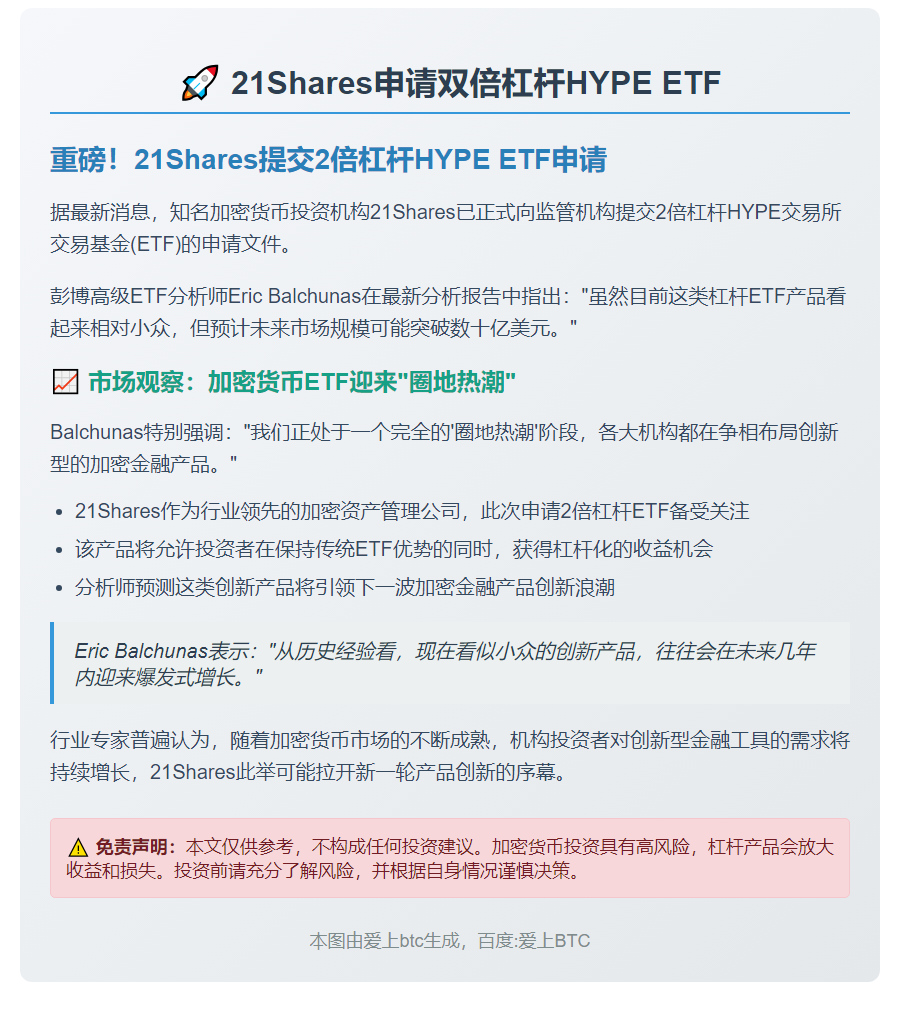 21Shares申请双倍杠杆HYPE ETF