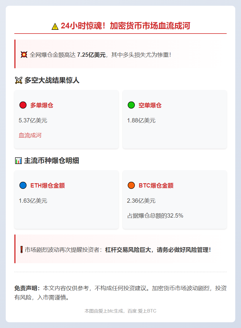 24小时爆仓7.25亿，多单惨遭血洗