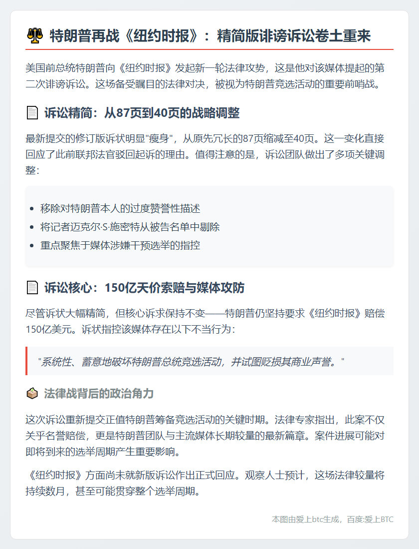 特朗普再诉《纽约时报》诽谤