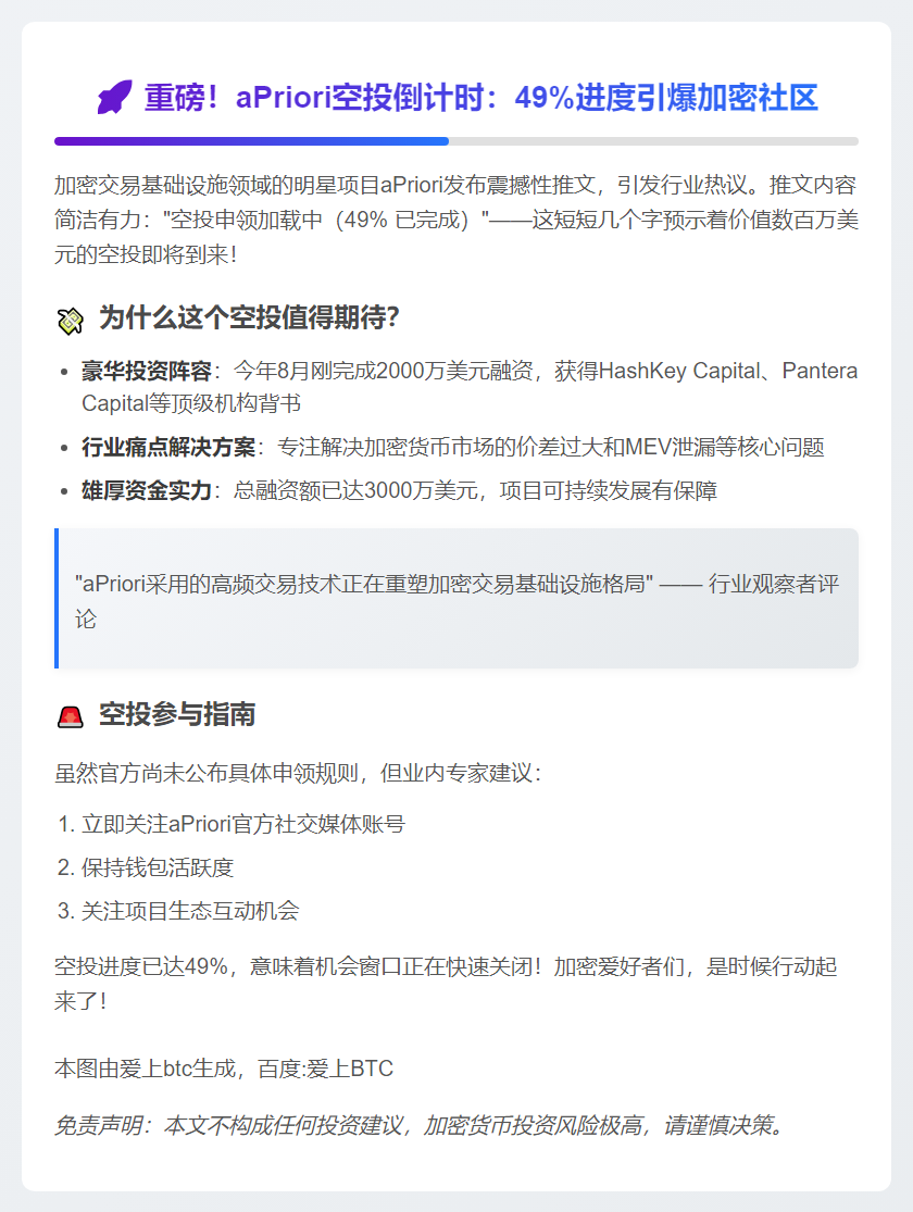 aPriori空投预告发布
