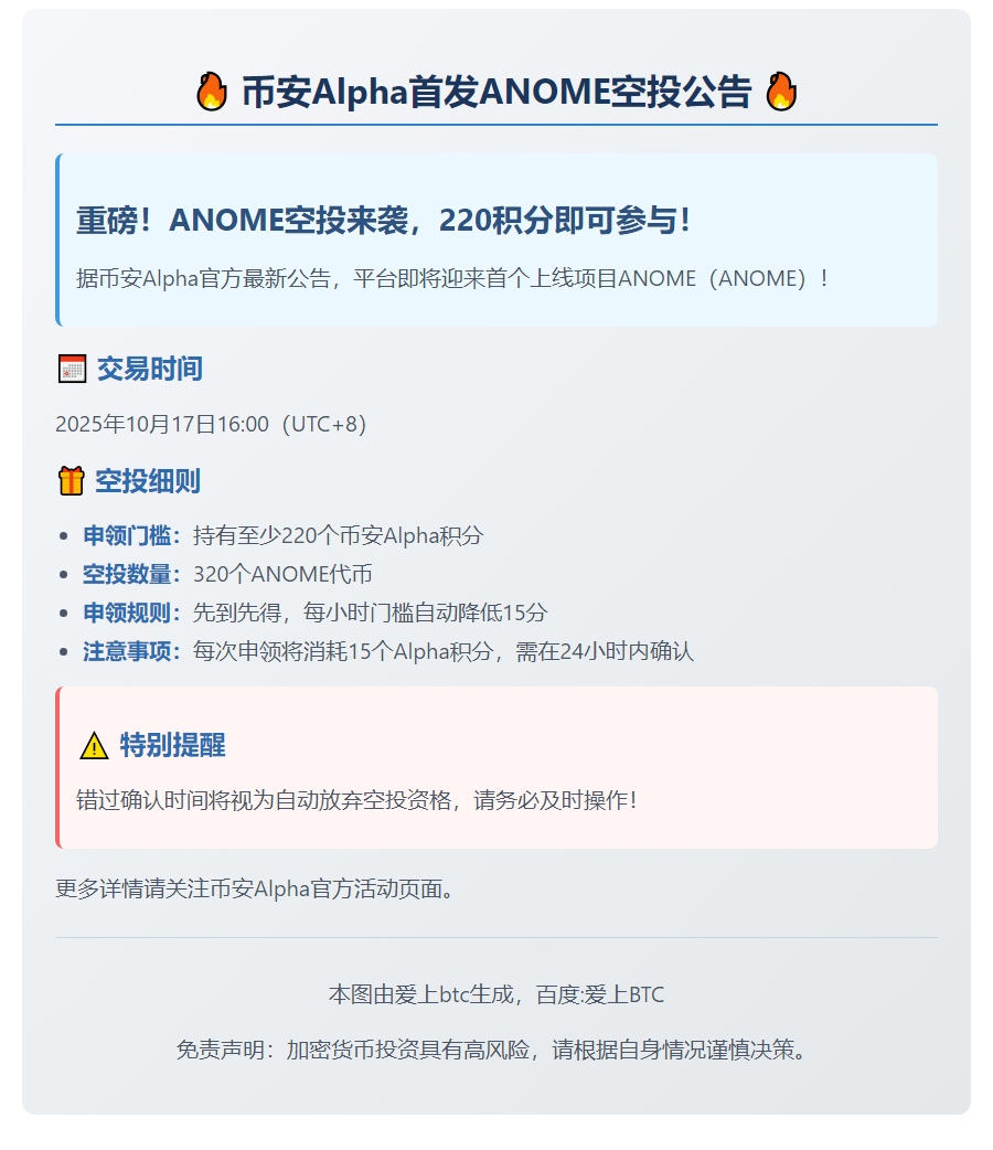 ANOME 空投需 220 Alpha 积分