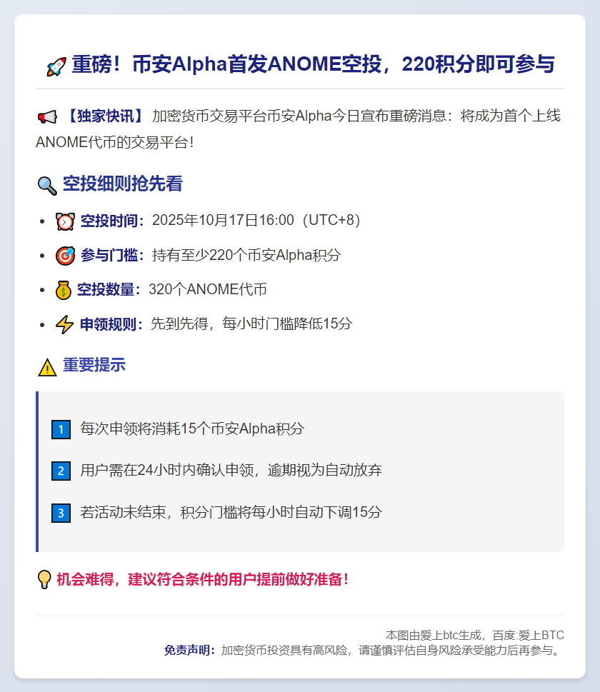 币安Alpha空投需220积分