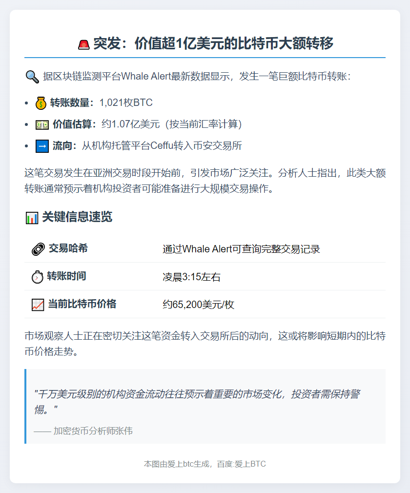 千枚BTC转至币安