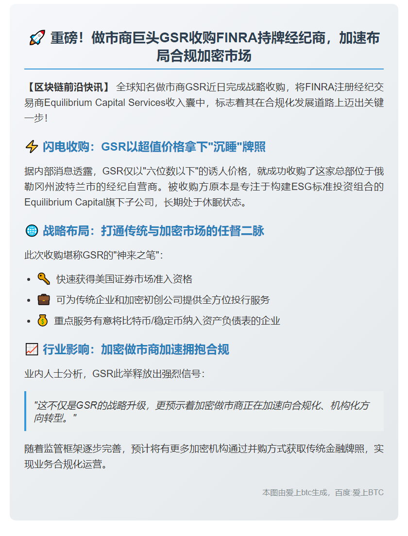 GSR收购FINRA注册经纪交易商