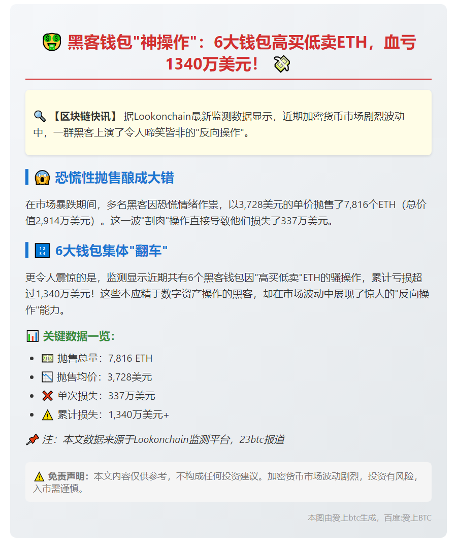 黑客6钱包高买低卖ETH亏1340万